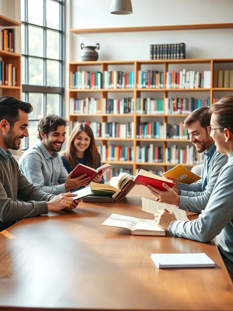 Seniors participating in a book club discussion at the library, sharing their thoughts and insights on a selected novel.